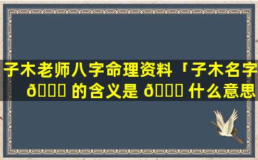 子木老师八字命理资料「子木名字 🕊 的含义是 🐞 什么意思」